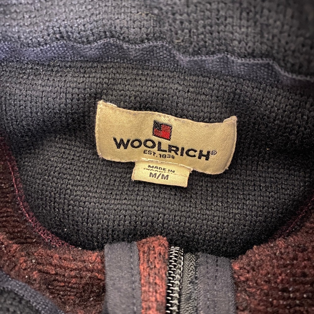 Woolrich 1/4 Zip Pullover Sweater Men's Medium Fleece Mock Neck Red Heather - Picture 3 of 11